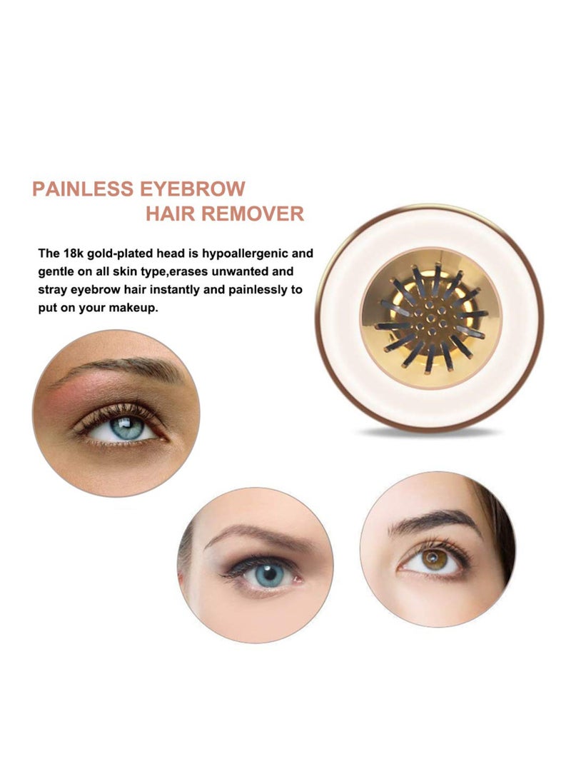 مزيل شعر الحواجب، ماكينة حلاقة الحواجب الدقيقة بدون ألم، مزيل شعر الحواجب، ماكينة حلاقة الوجه، مزيل شعر الوجه مع ضوء LED للنساء والرجال، ذهب وردي - Image 5